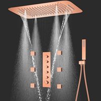 Système de douche or rose 6pcs Jets de douche Body Sprays Faucet Set Shower Combo Kit