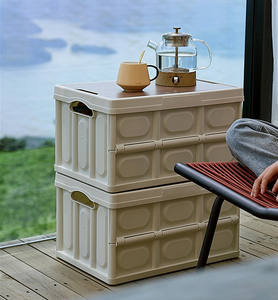 Складные пластиковые штабелируемые ящики 56 л, складная корзина для дома, спальни, коробка для органайзера игрушек, коробки для кемпинга - Product Image 4