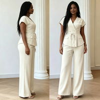 Ensemble de spa pour femmes, veste kaki à col en V avec poches, viscose/polyester tissé, uniforme de beauté de haute qualité pour salon