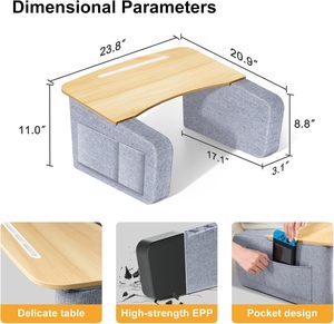Plateau TV pour manger sur le canapé avec tablette et fente pour téléphone, plateau de table de <span class=keywords><strong>lit</strong></span> pour manger et <span class=keywords><strong>ordinateur</strong></span> <span class=keywords><strong>portable</strong></span> avec accoudoirs - Product Image 3