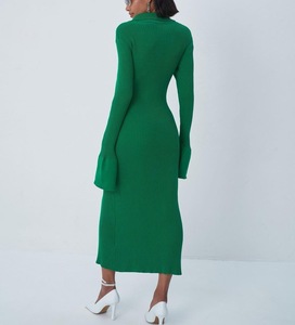 2022 autunno moda donna nuovo abito maglione a maniche lunghe <span class=keywords><strong>con</strong></span> scollo a V a maniche lunghe <span class=keywords><strong>con</strong></span> bottoni svasati - Product Image 2