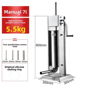 <span class=keywords><strong>Machine</strong></span> à farcir les saucisses en acier inoxydable de qualité alimentaire, à manivelle manuelle, design vertical, 3L/5L/7L, pour usage domestique et commercial - Product Image 4