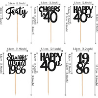 Décoration de gâteau pour 40e anniversaire 1986, décor de fête sur le thème numérique, fournitures de fête rétro pour célébration de l'âge
