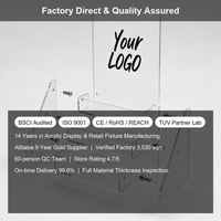 Support d'affichage de comptoir en acrylique transparent à 3 niveaux personnalisé avec porte-étiquette pour brochures et marchandises en magasin de détail