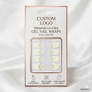 Enveloppes d'ongles en gel blanc argenté sans UV, design demi-lune minimaliste, qualité salon, sans lampe, marque privée - Product Image 1