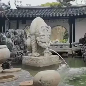 Chinesische Art Garten Outdoor Dekoration Steins chnitzerei Große Fu Hund Günstige Fengshui Wasser brunnen Statuen