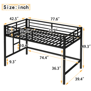 Lit mezzanine moderne et durable pour enfants avec étagères et rangement <span class=keywords><strong>en</strong></span> dessous, structure métallique robuste, taille double, pour hôtels et écoles - Product Image 2