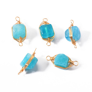 Connecteur de bijoux en résine carré plaqué or avec fil en laiton et boucle 1/1 plus de couleurs pour le choix 9x18mm 5 pièces/sac 1754110 - Product Image 6