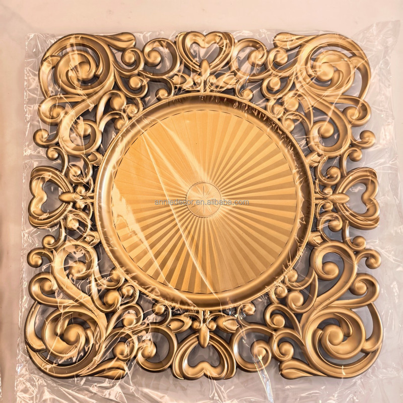 Luxury Square Gold Silver Handpainted Solid