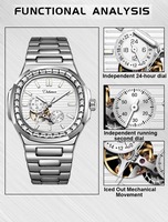 OEM Usine de montres Multi-fonction Résistant à l'eau en acier inoxydable Designer Iced Out Tourbillon Automatique Mécanique Orologio Uomo