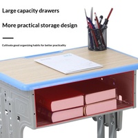 Ensemble de chaise et de bureau d'école simple/double pour les élèves du primaire et du secondaire, bureau d'étude en métal réglable en hauteur avec un design moderne