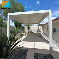Pergola bioclimatique en aluminium de 20 pieds x 30 pieds avec lames orientables électriques, imperméable, résistante à la pluie, avec chauffage et écrans latéraux
