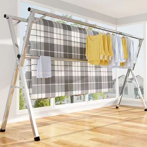 Maxgeen Tendederos De Ropa Longitud Ajustable,Tendederos Retractiles Exterior De Acero