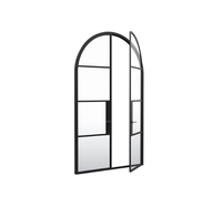 Porte de sécurité en acier et verre à arche simple française avec isolation phonique pour usage extérieur et intérieur