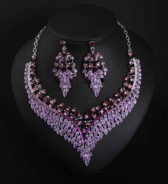 Fashion Bridal Jewelry Sets Wedding Engagement Necklace Earring For Bride Party Costume Accessories Indian Jewellery Sets Women