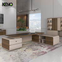 Bureau de luxe design italien Boss Bureau de travail en PVC noir Table du président Ordinateur complet Bureau du PDG avec tiroir