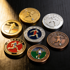 Moneta Commemorativa Personalizzata in Metallo 3D Placcata Oro Argento Ottone per Spirito di Squadra Calcio Campionato - Product Image 1