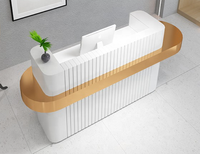 Bureau de réception moderne en MDF rose personnalisable avec lumière LED Comptoir caisse durable et élégant pour bureau, salon de beauté ou hôtel
