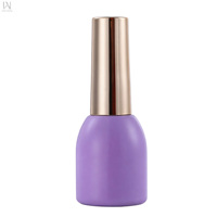 Vente directe d'usine, flacon de vernis à ongles vide mat violet de 15 ml avec un pinceau plat et un couvercle doré brillant électro-plaqué