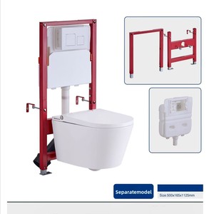 Cuvette de toilettes suspendue avec réservoir encastré transfrontalier en HDPE et céramique, et chasse d'eau manuelle - Product Image 2