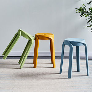 <b>Plastic</b> Round <b>Stool</b> Modern Minimalist Design Stackable Home Use Chair - Product Image 4
