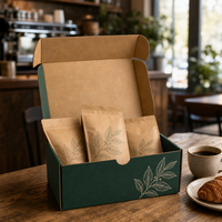 Boîte d'expédition en carton ondulé vert foncé de luxe avec logo personnalisé, écologique et recyclable, pour Coffeepack