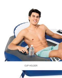 INTEX 58854 <strong>RIVER</strong> <strong>RUN</strong> CONNECT LOUNGE <strong>Inflatable</strong> <strong>River</strong> Tube <strong>Floating</strong> Lake Lounge with Backrest,heavy-duty Handles,cup Holder - Product Image 4