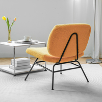 Fauteuil simple en laine d'agneau bouclée de style nordique avec structure en alliage d'acier pour salon, chambre à coucher, salle de séjour, fauteuil d'appoint design et de détente