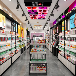 La pantalla del gabinete moderno Simple estante de exhibición de salón de belleza producto contra <span class=keywords><strong>paleta</strong></span> de maquillaje de - Product Image 2