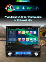 Meilleur autoradio universel 1 Din Android 14 ES8568U 7 pouces pour lecteur DVD, GPS voiture 4G, Carplay, connexion Wifi USB, stéréo 4K