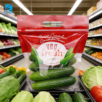 Sachet d'emballage personnalisé pour fruits et légumes, pochette à fermeture éclair autoportante avec micro-perforations de ventilation