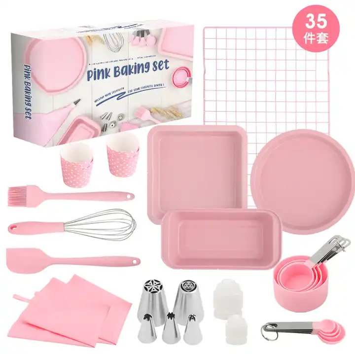 Morfakit Complete Cake Baking Set Bakery Tools for Beginner Adults Baking  Sheets Bakeware Sets Baking Tools Best Gift Idea for Boys and Girls, Pink