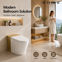 WC intelligent haut de gamme avec bidet intégré, eau chaude, séchage à l'air, acier inoxydable, entièrement automatique, éclairage d'ambiance pour