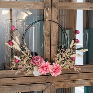 Guirlande de fleurs artificielles Qianyu, Dahlia rose, décoration murale, tissu tissé en plastique, CF01394 - Product Image 1