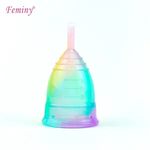 Eco-friendly Colorful Low Price Medical Grade Silicone Cup Period Cup Menstruation Cycle Rainbow Menstrual Cup