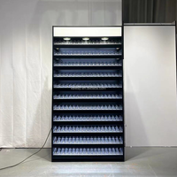 Vitrine à tabac LED personnalisée avec étagères en bois stratifié mat pour présentoir lumineux autoportant éco-responsable