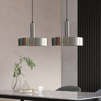 Lámpara Colgante de Acero Inoxidable Estilo Industrial, Plafón Plateado para Bar, Restaurante, Mesita de Noche, Cafetería, Moderna y Minimalista