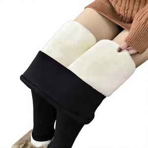 Custom Women Solid Comfortable Stretchy Breathable Thermal Plus Size <b>High</b> <b>Waist</b> Ankle-Length <b>Leggings</b> Fleece Lined Velvet Keep - Product Image 3