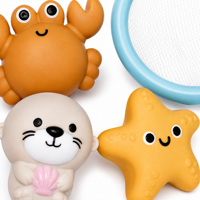 Jouets flottants cognitifs en forme d'animaux marins lumineux, ensemble de pêche avec épuisette, jouet de bain en vinyle pour enfants, cadeau pour enfants