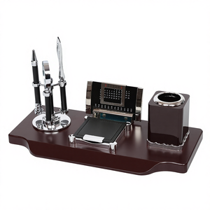 High-end Promotional Desk Calendar with Pen Holder and Notes Redwood Material