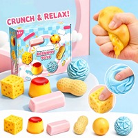 Lot de 6 jouets sensoriels anti-stress en forme de beurre, fromage, pudding, cacahuètes et crème de pommes de terre, moelleux et croustillants