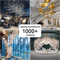 Lustre de plafond moderne et élégant pour restaurant, luminaire suspendu en verre bleu en forme de poisson