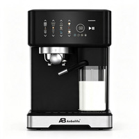 Anbolife - Cafetera Espresso Eléctrica Semiautomática de 20 Bares, de Acero Inoxidable, con Molinillo Incorporado, Programable Táctil, para Hotel, Estilo Francés