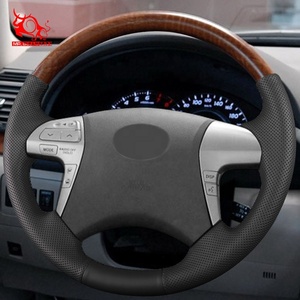 ที่หุ้มพวงมาลัยไม้แบบเย็บด้วยมือสำหรับรถยนต์ <span class=keywords><strong>Toyota</strong></span> HILUX Invincible Camry aurion <span class=keywords><strong>2010</strong></span> 2014 - Product Image 4