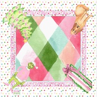 Tapis de Mahjong Vert Clair à Rayures Hibiscus, Grille Tissée Rose, Bordure Flamant Rose et Palmier, Antidérapant, pour Table de Jeu Coastale