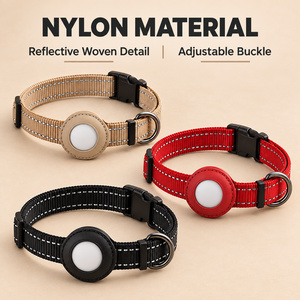 Collier Réglable pour Chat et Chien avec Support AirTag, Réfléchissant en Nylon, Accessoire de Suivi pour Animaux de Compagnie - Product Image 1