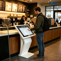 Quiosco de Autoservicio Horizontal con Pantalla Táctil HRAY, Personalizable con Carcasa y Software OEM, para Servicio de Café y Consultas de Información