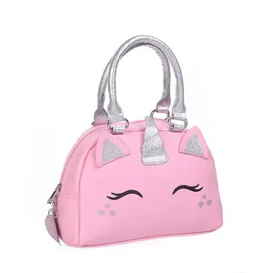 Custom Women Girls Cute Unicorn Mini Tote Bag Handbag Kids Pretend Makeup Bag Purse with Glitter Handle Handle Clutch Purse Bag