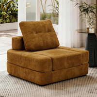 Canapé-lit pliant convertible avec matelas et coussin, support dorsal confortable, fauteuil inclinable en tissu et éponge pour appartement
