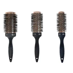 Round Boar Bristle Styling Hair Brush Straightener Ceramic Straightening Brush Round Ionic Hair Brush